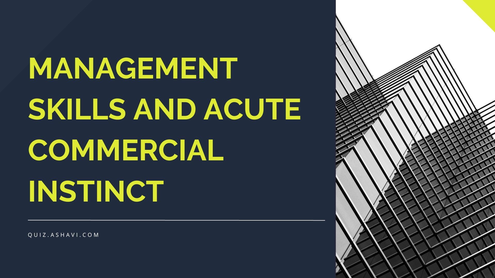 Management Skills and Acute Commercial Instinct